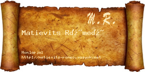 Matievits Rómeó névjegykártya